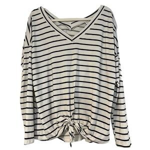 JJ Boutique Striped V-Neck Tie Front Top Size Medium